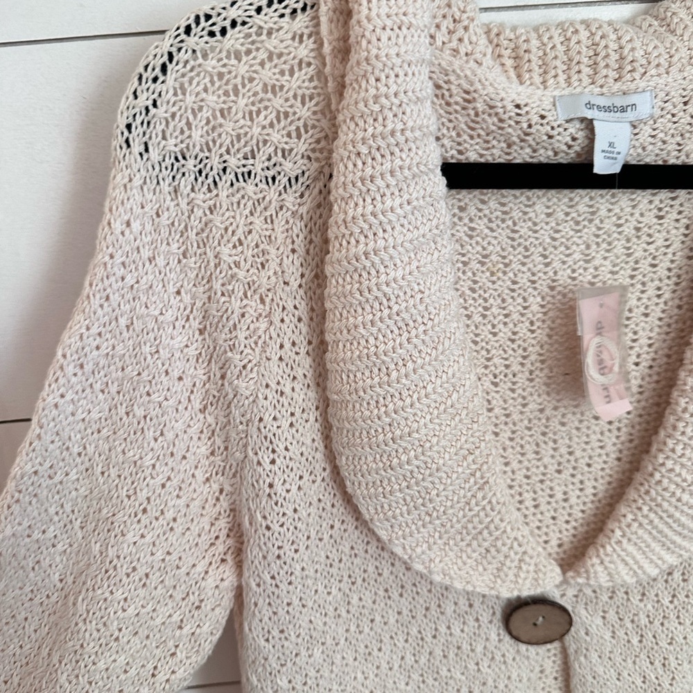 NWT VGT Y2K Crochet cream 100% cotton exaggerated collar cardigan bohemian chic - Picture 5 of 12